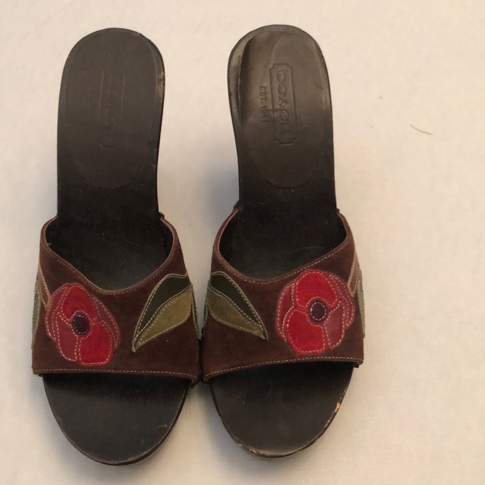 Coach wood wedge sandals size 7.5